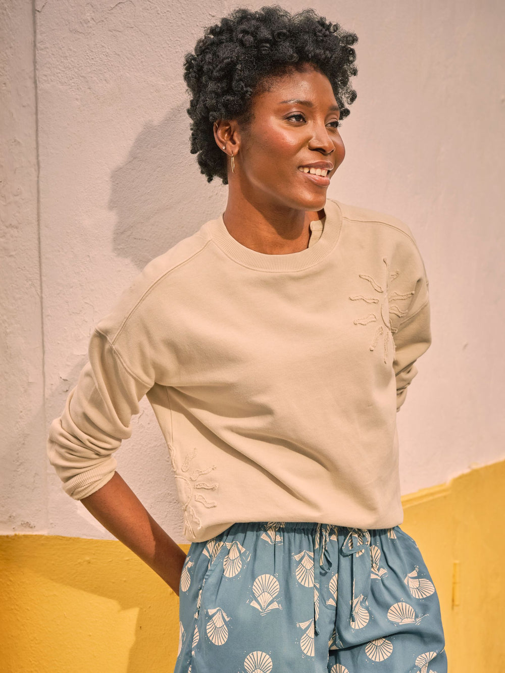 Lottie Natural Sun Graphic Crew Sweatshirt