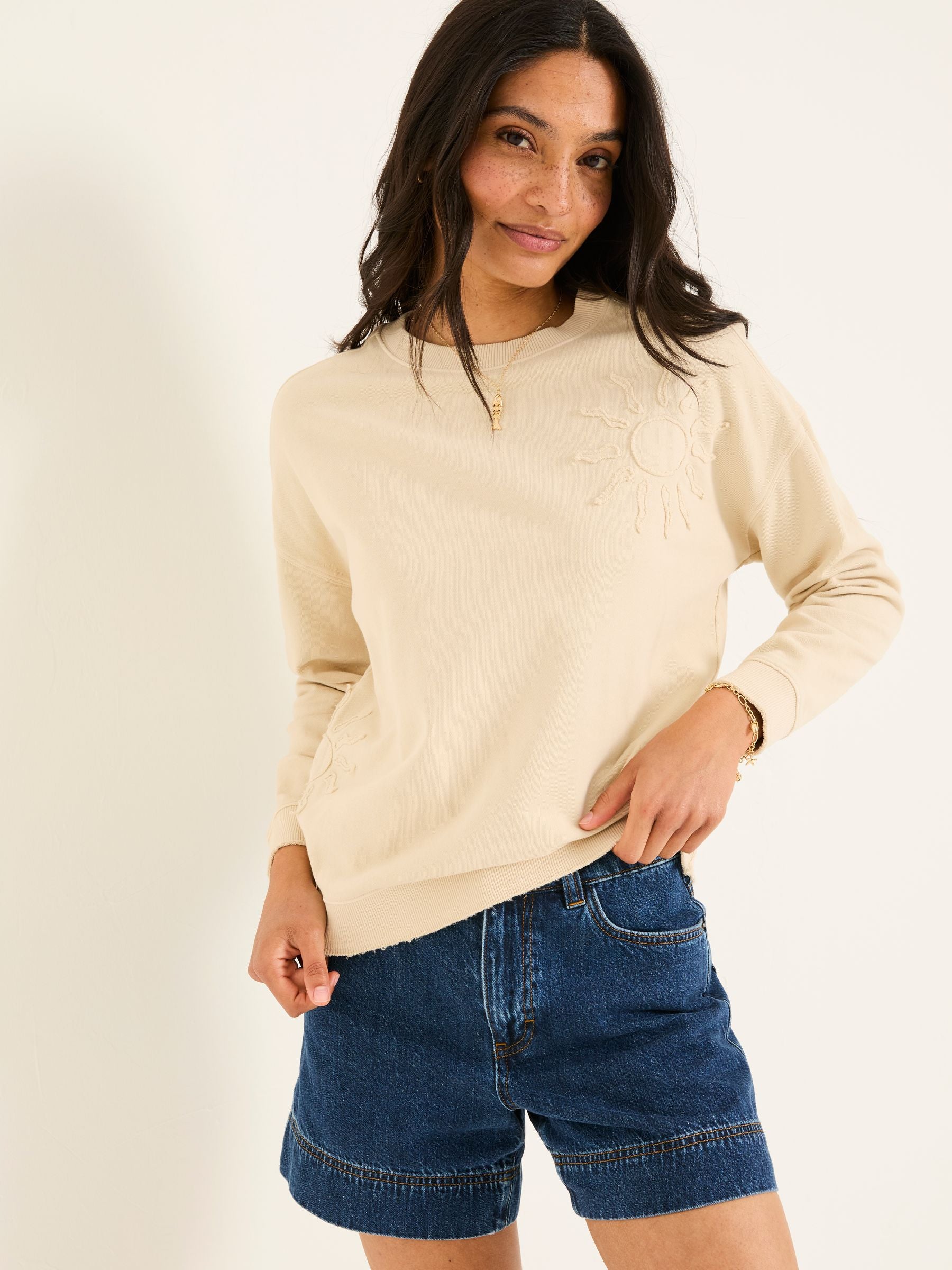 Lottie Natural Sun Graphic Crew Sweatshirt