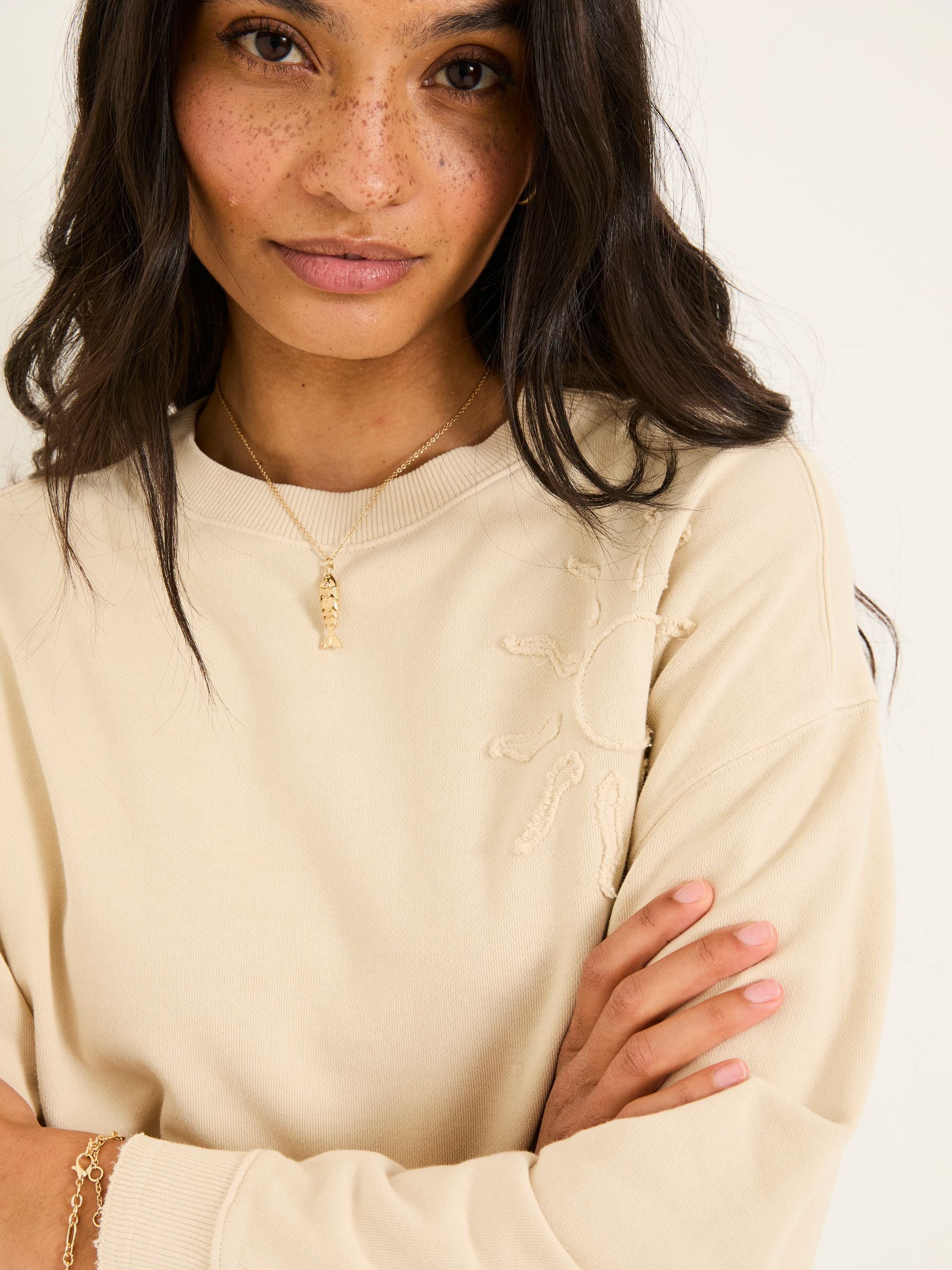 Lottie Natural Sun Graphic Crew Sweatshirt