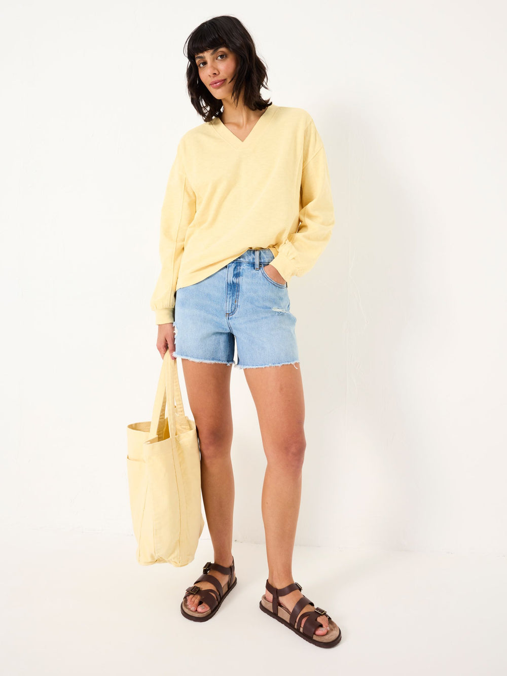 Gigi Light Yellow V Neck Sweatshirt