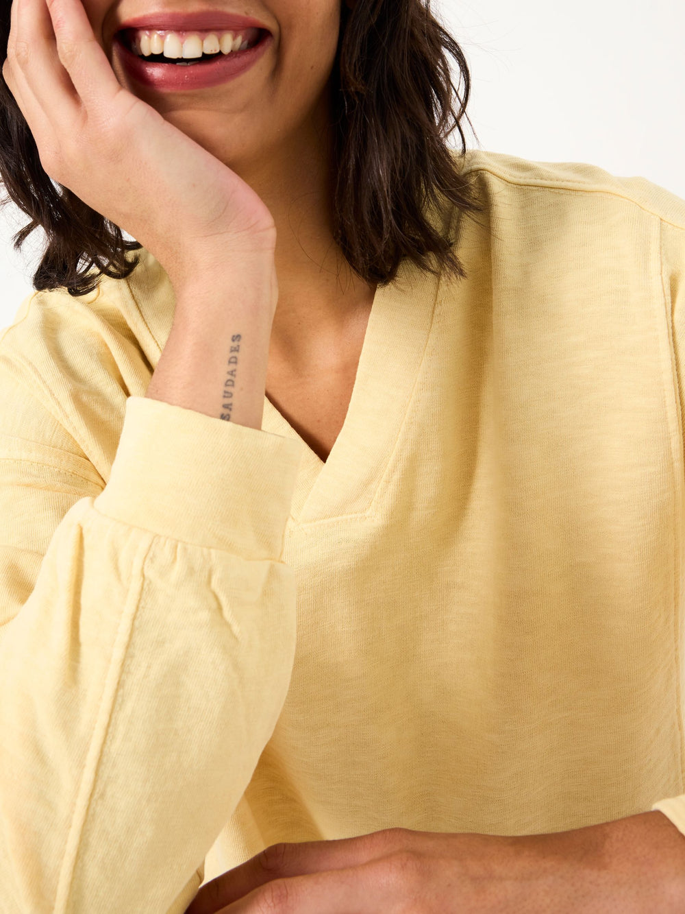 Gigi Light Yellow V Neck Sweatshirt