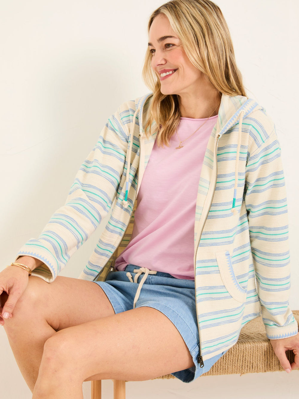 Ally Natural Homespun Zip Through Hoodie