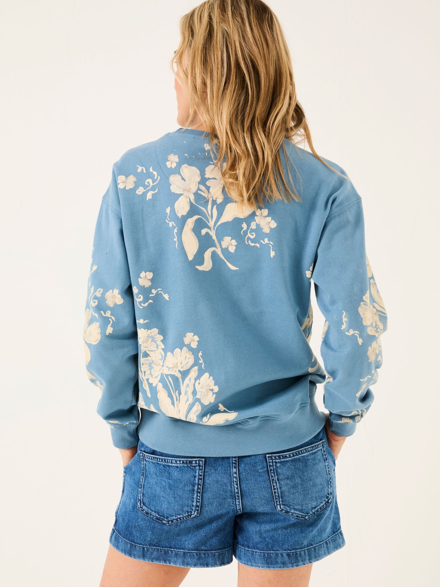 Georgia Blue Floral Print Crew Sweatshirt