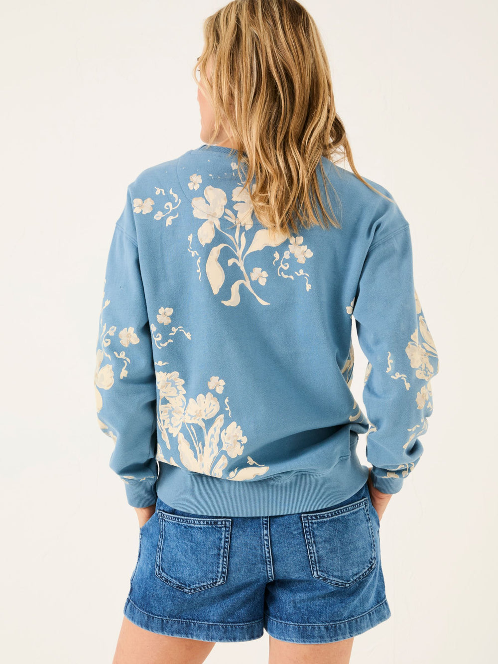 Georgia Blue Floral Print Crew Sweatshirt