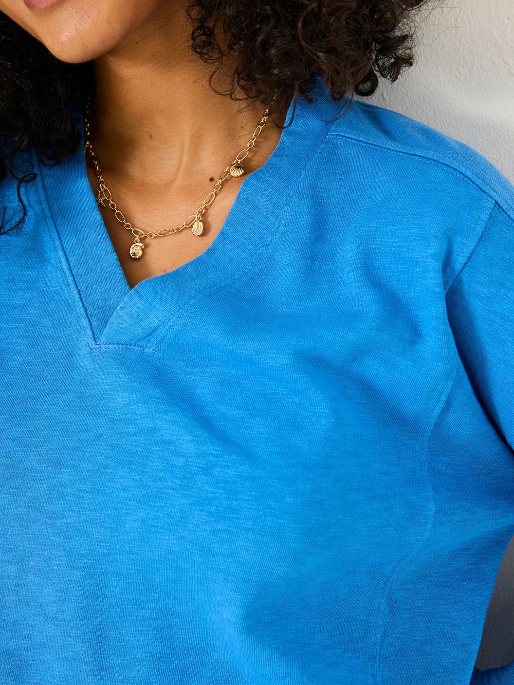 Gigi Mid Blue V Neck Sweatshirt