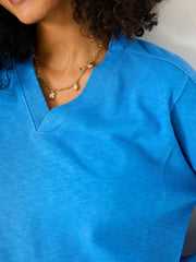 Gigi Mid Blue V Neck Sweatshirt