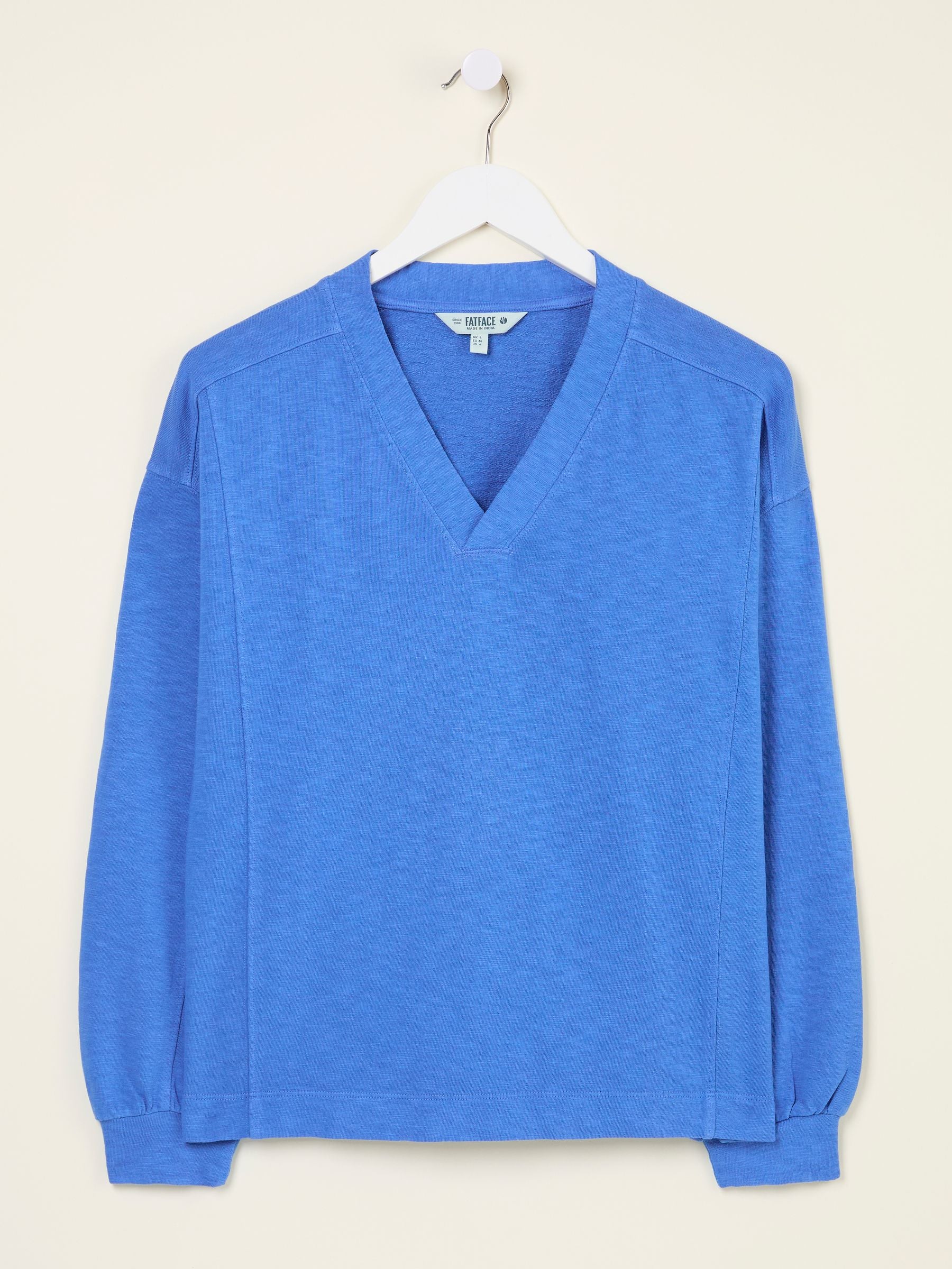 Gigi Mid Blue V Neck Sweatshirt