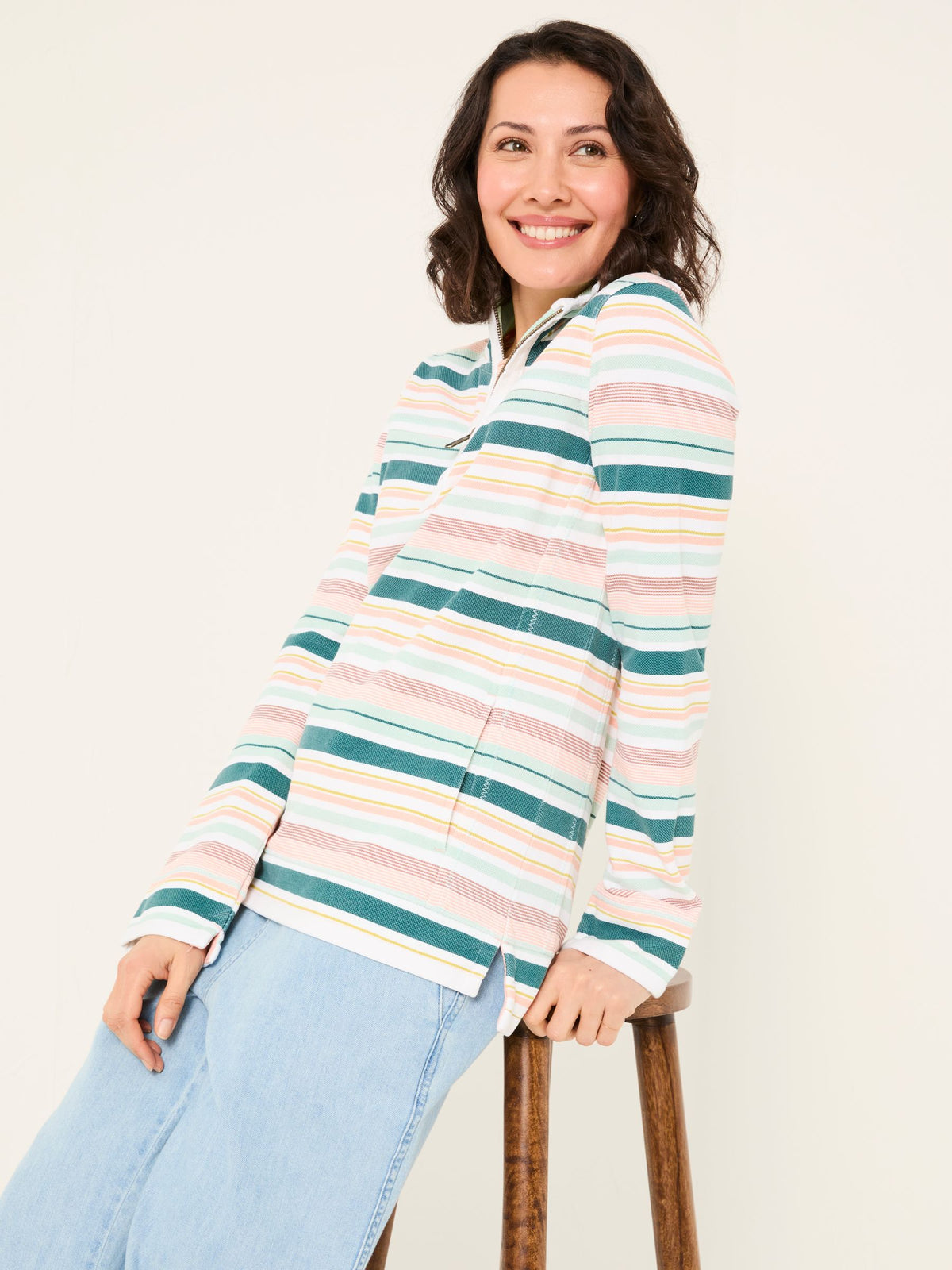 Airlie Natural Multi Stripe Sweat Top