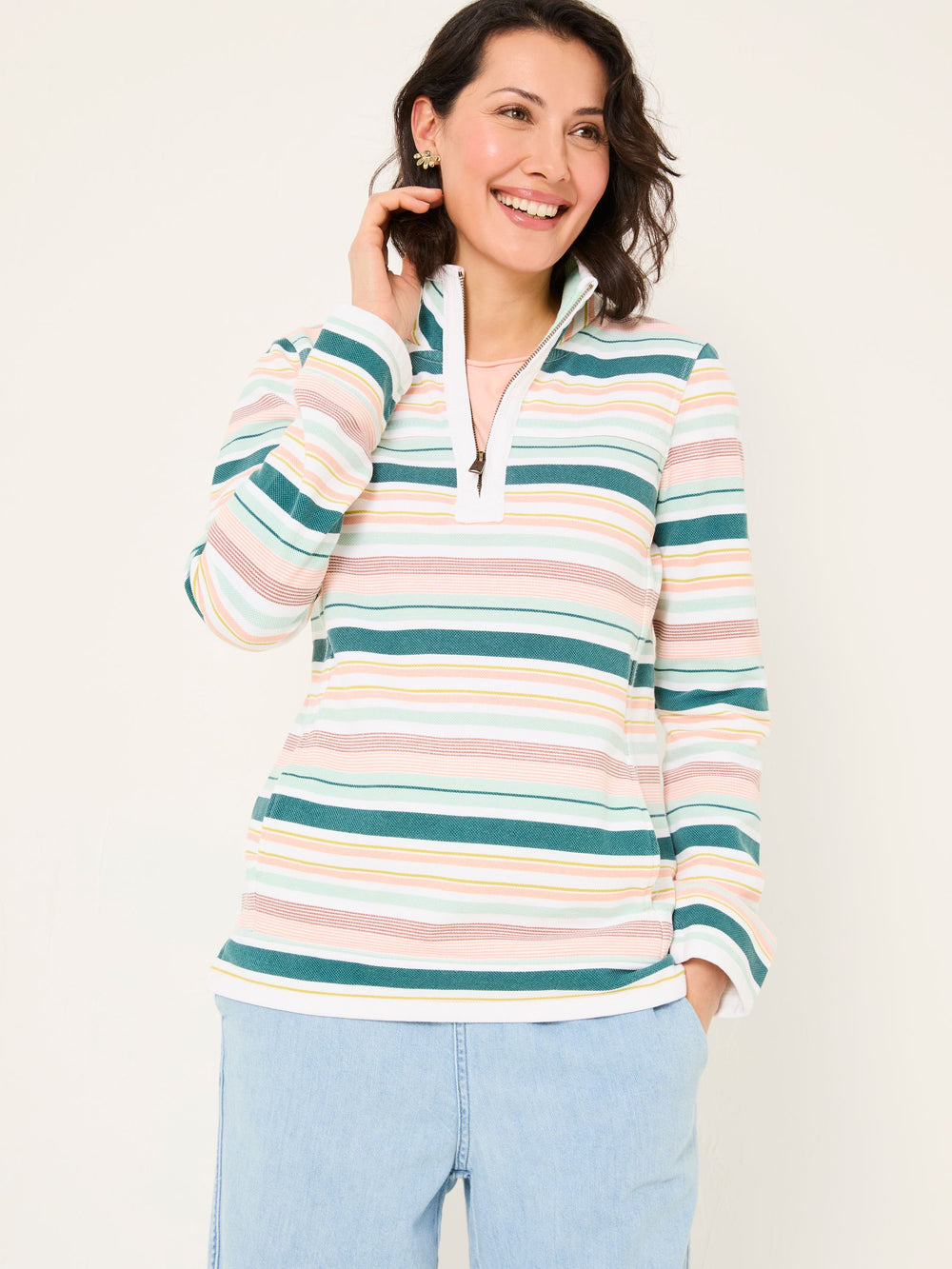Airlie Natural Multi Stripe Sweat Top