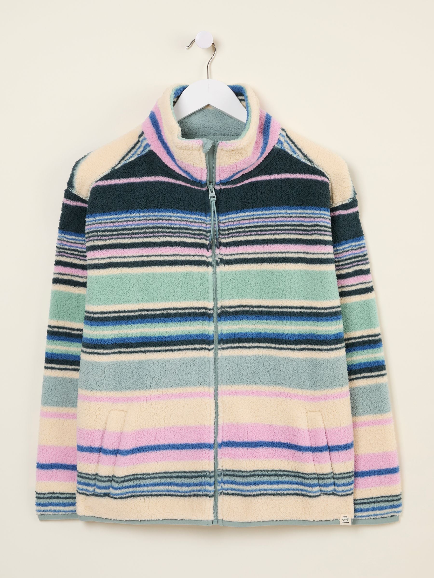 Multi Stripe Zip Through Fleece