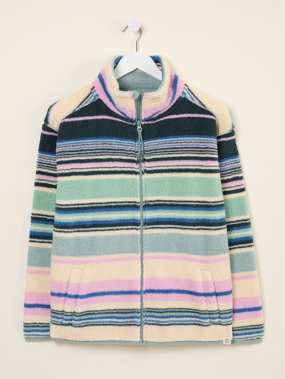 Multi Stripe Zip Through Fleece