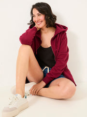 Amy Burgundy Red Zip Through Hoodie