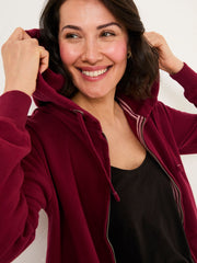 Amy Burgundy Red Zip Through Hoodie