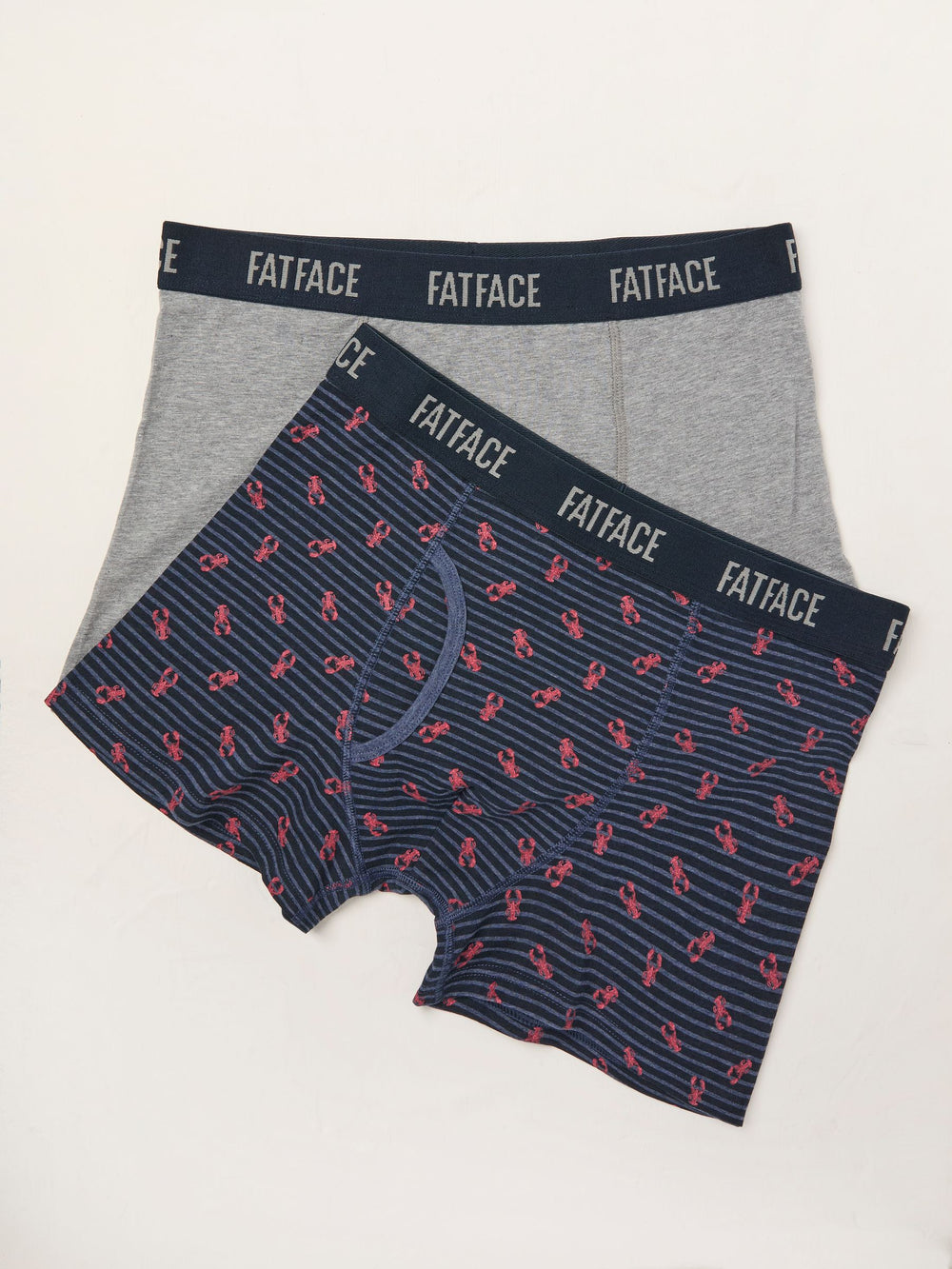 Grey & Navy Lobster Classic Boxers 2 Pack