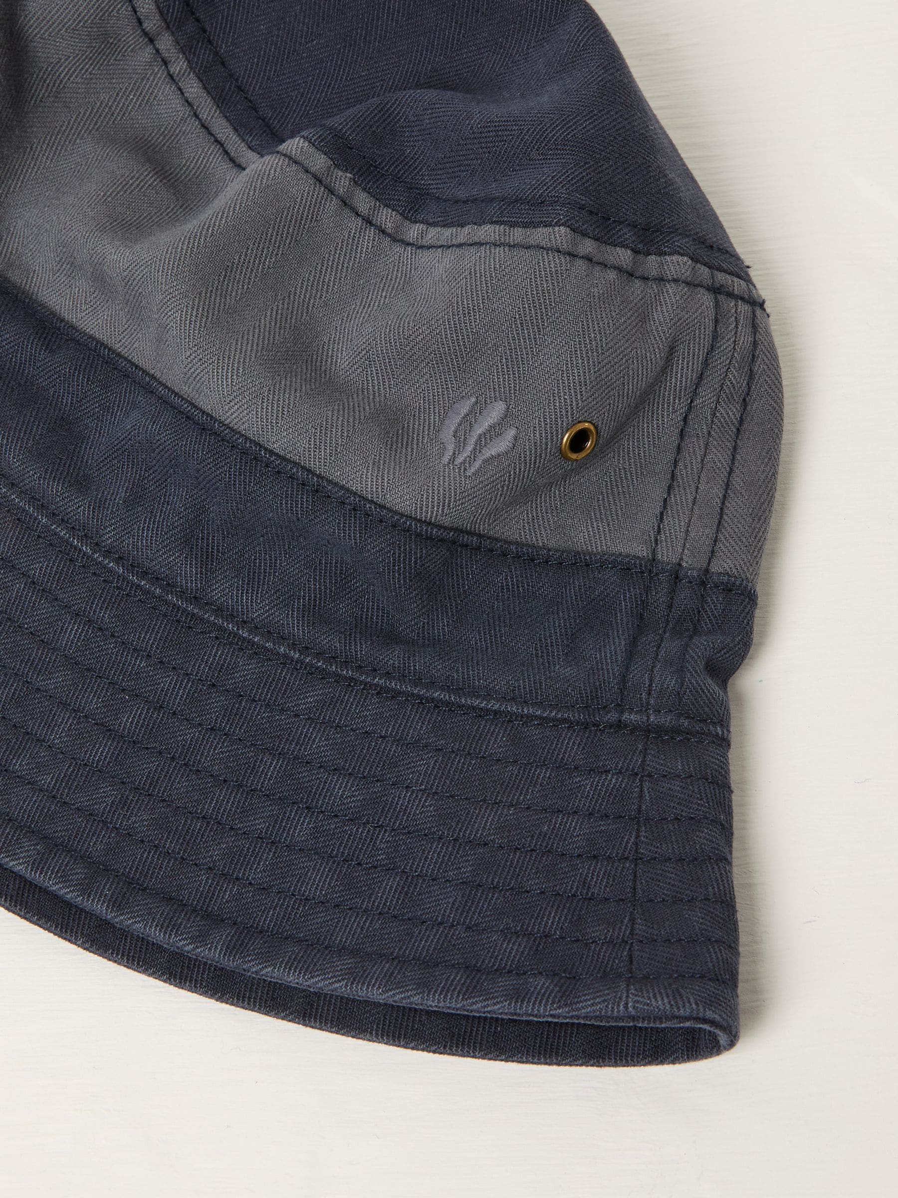 Navy Blue Colourblock Bucket 100% Cotton Hat