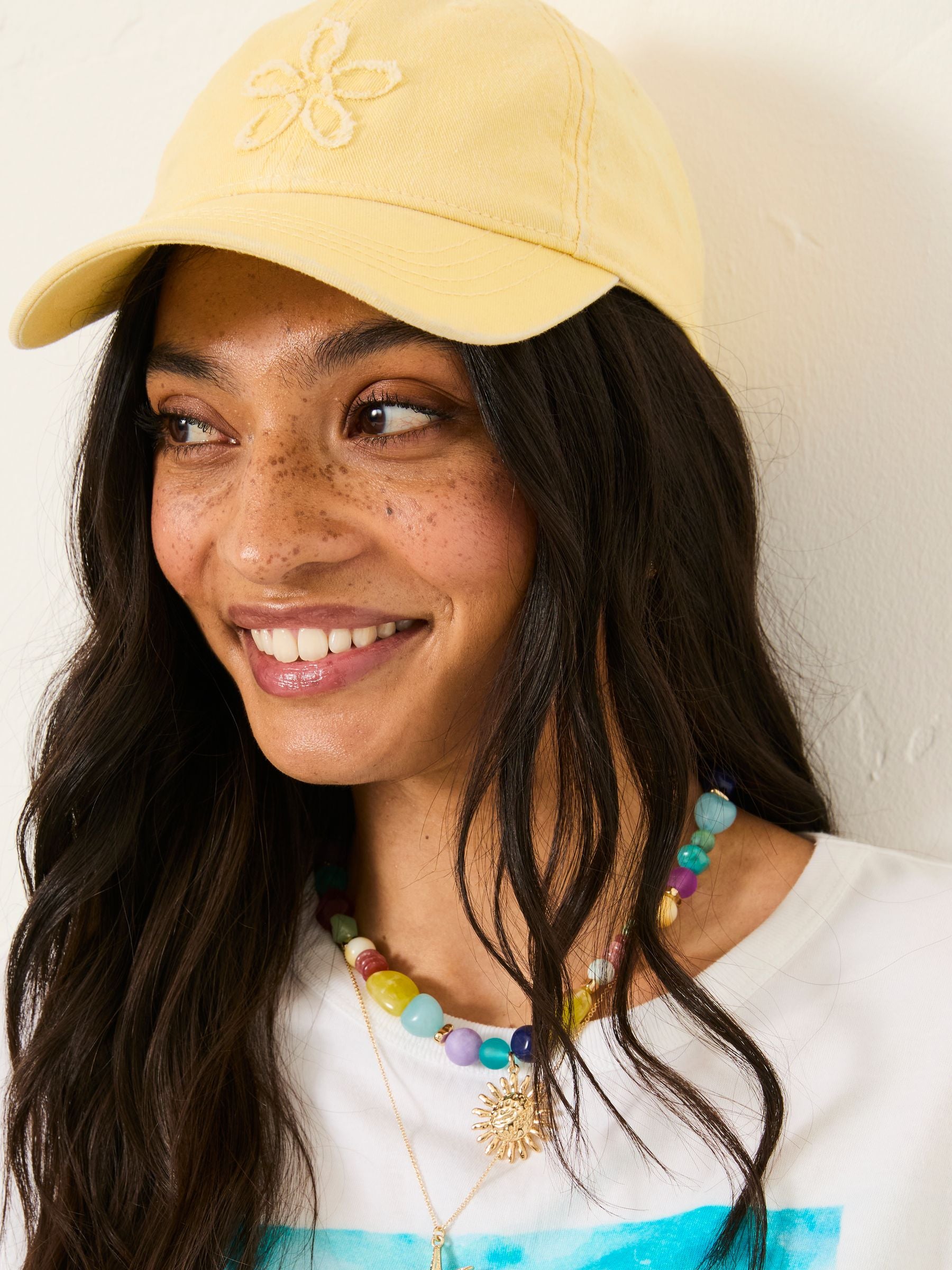 Yellow Flower Detail 100% Cotton Cap