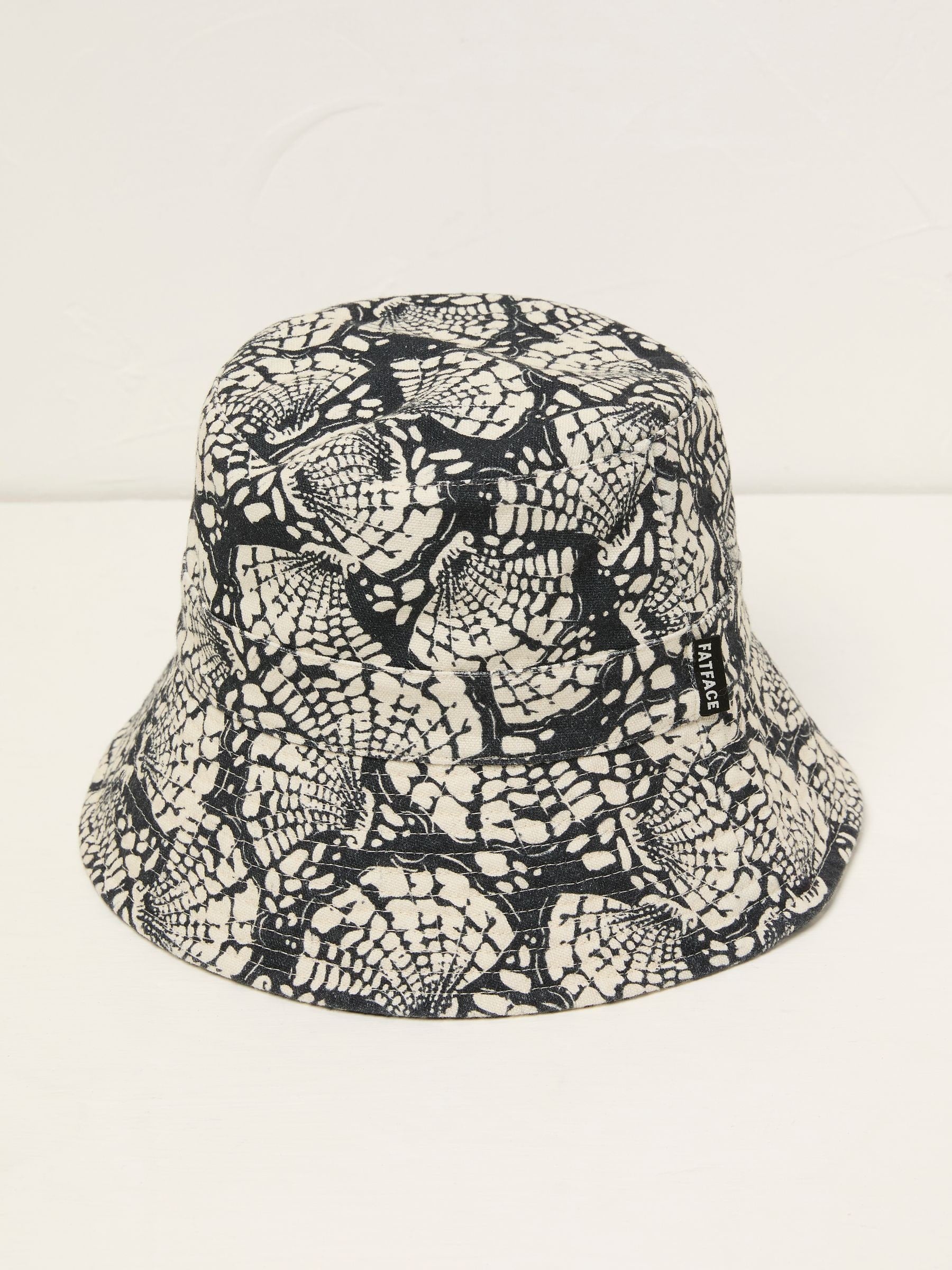Black Shell Printed Bucket 100% Cotton Hat