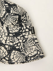 Black Shell Printed Bucket 100% Cotton Hat