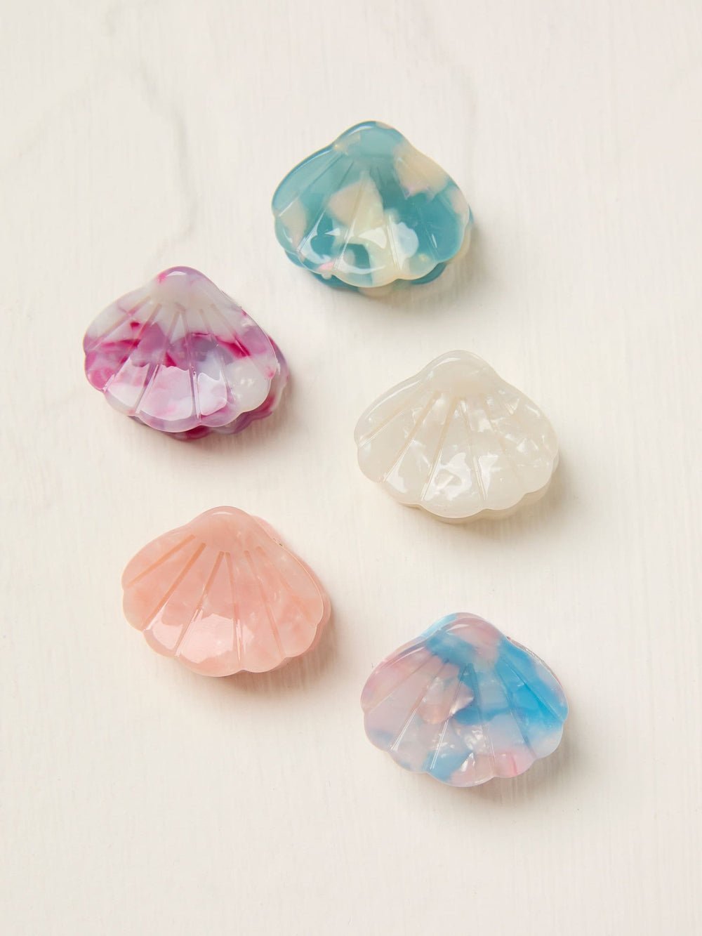Multi Mini Shell Hair Clips 5 Pack