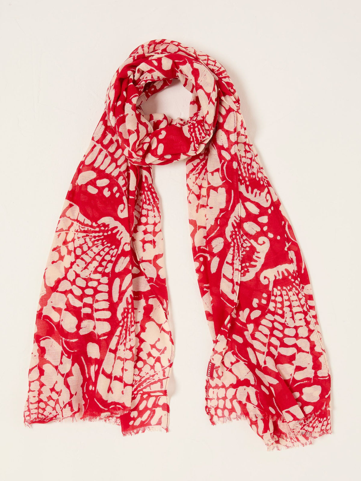 Red Shell Print Lightweight Scarf