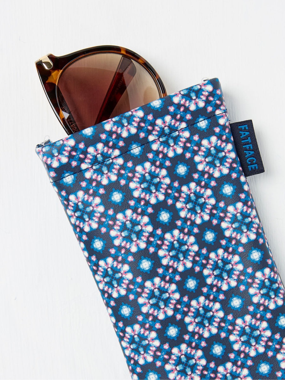 Navy Geometric Print Sunglasses Case