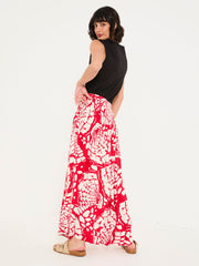 Mary Red Mono Shells Midi Skirt