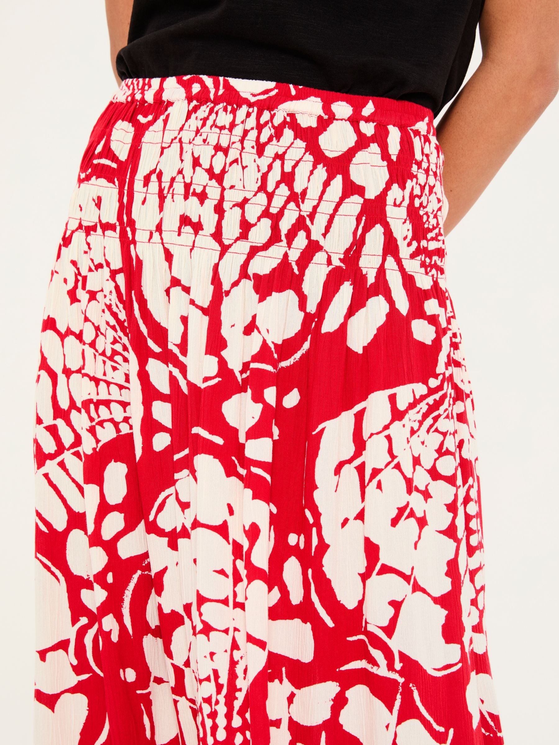 Mary Red Mono Shells Midi Skirt