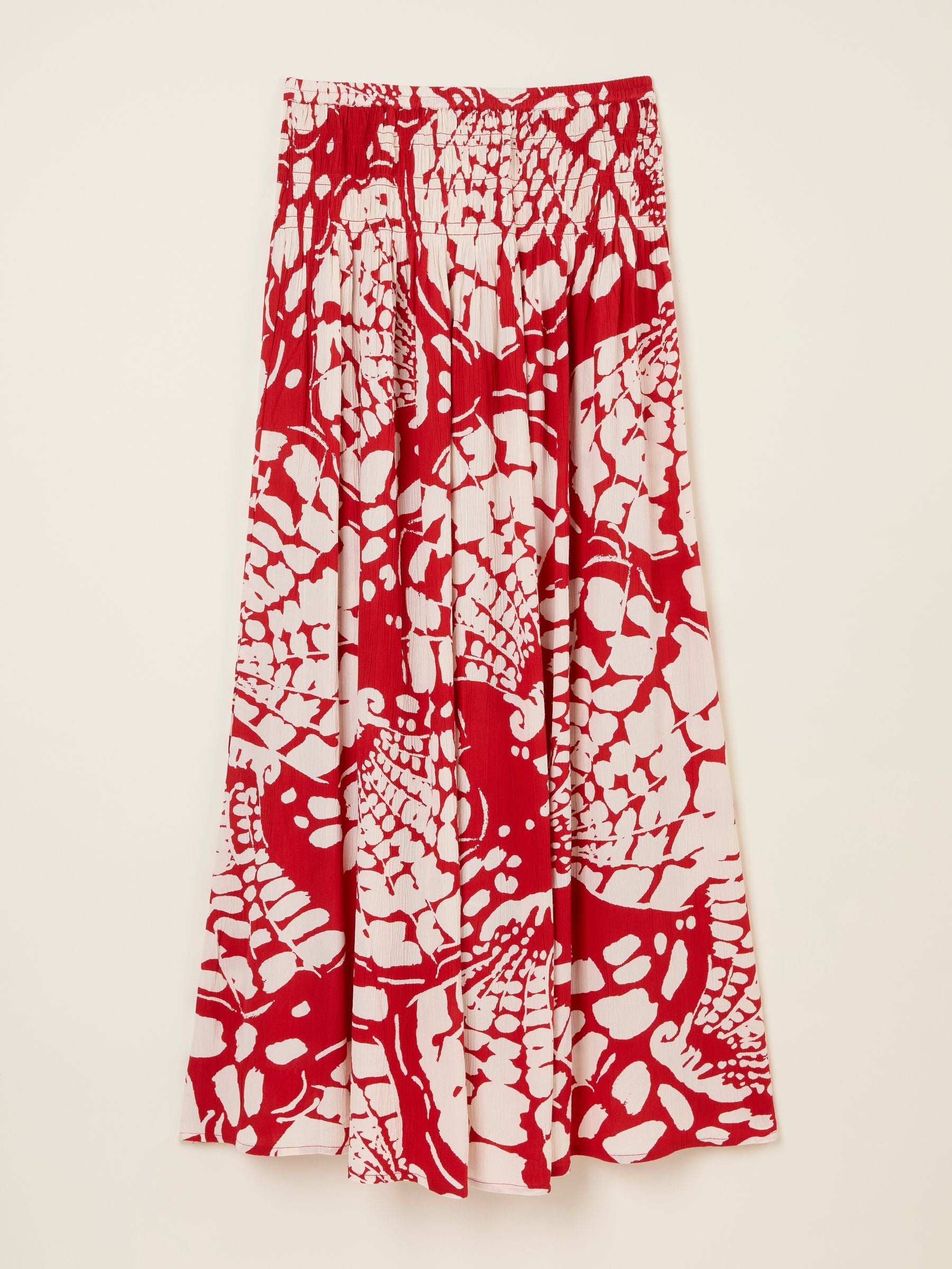 Mary Red Mono Shells Midi Skirt