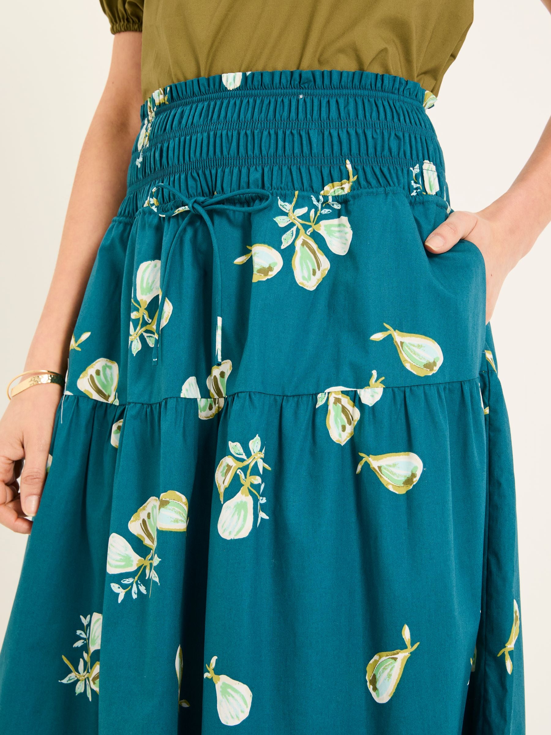 Ricky Teal Blue Figs Midi Skirt