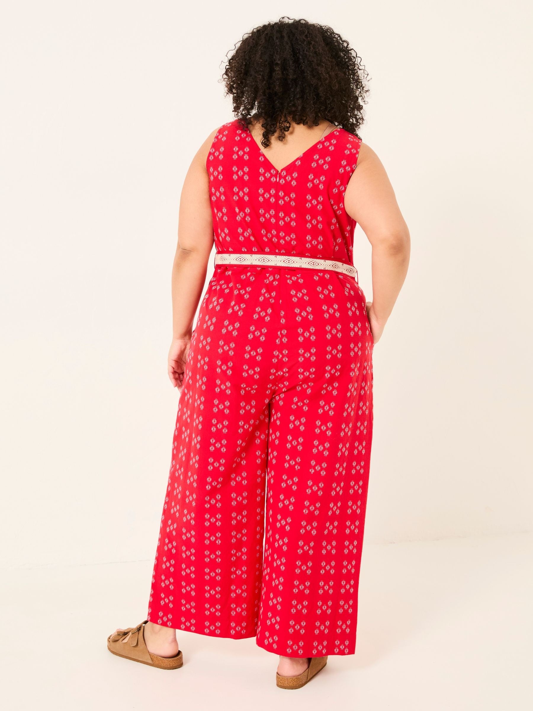 Aeran Red Jacquard Jumpsuit