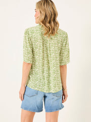 Airee Mid Green Woodblock Blouse