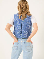 Beth Indigo Blue Printed Waistcoat