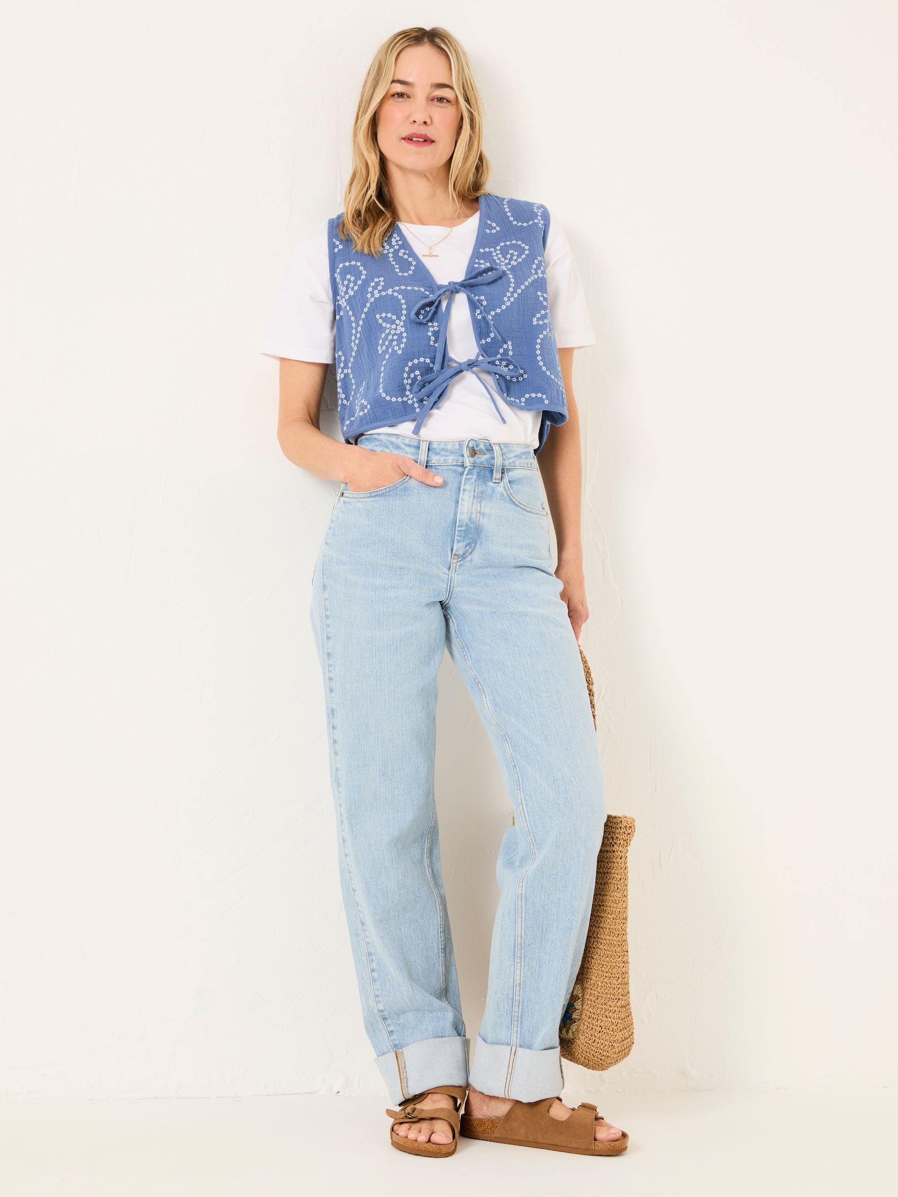 Beth Indigo Blue Printed Waistcoat