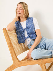 Beth Indigo Blue Printed Waistcoat