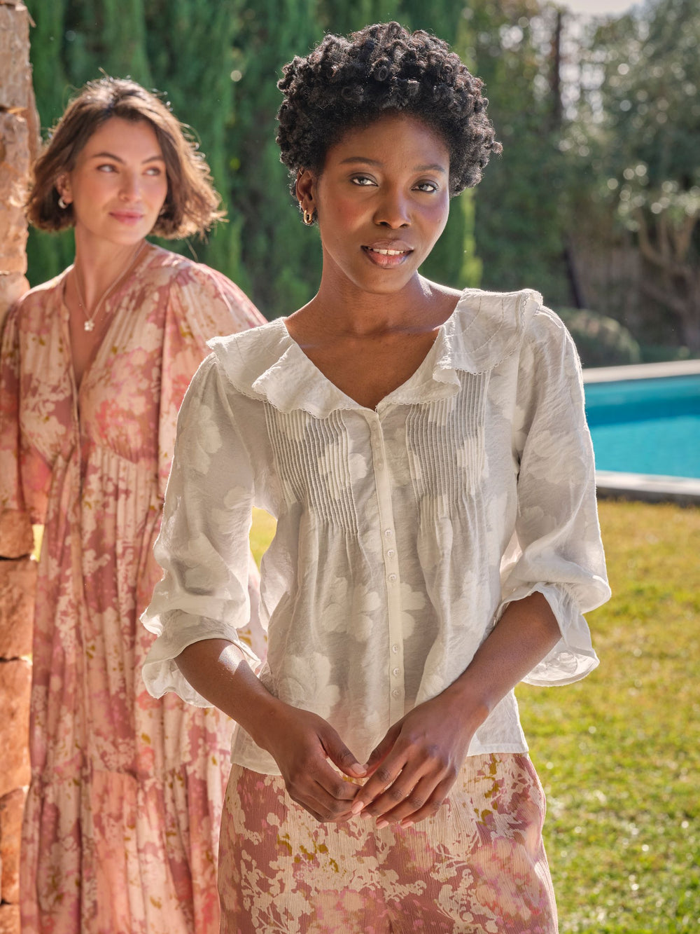 Emery White Jacquard Blouse