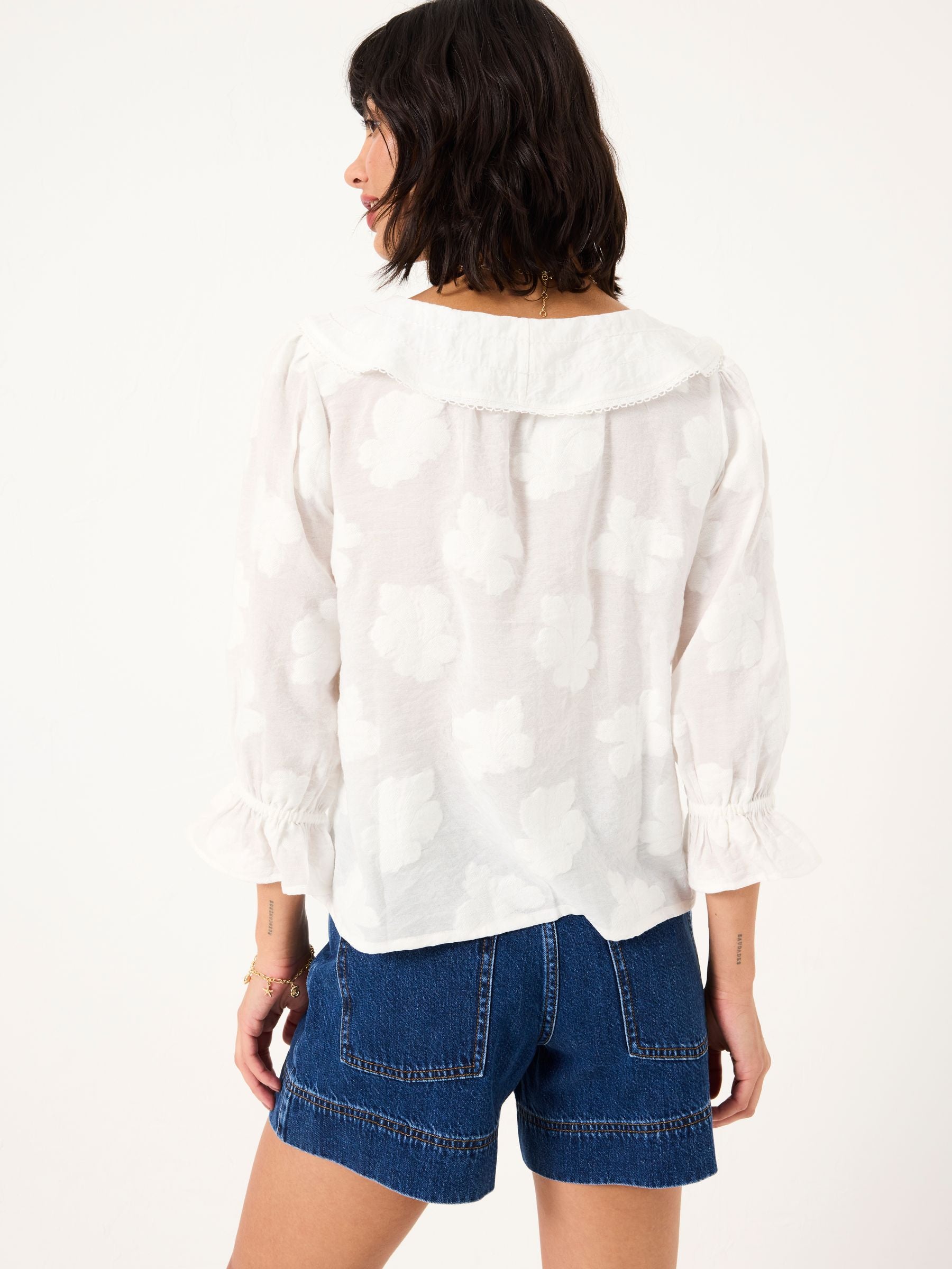Emery White Jacquard Blouse