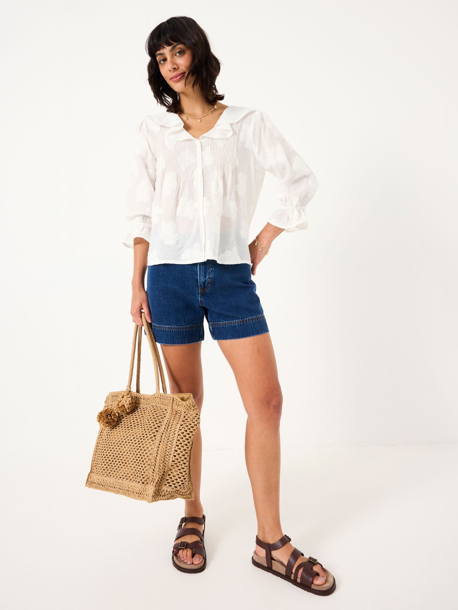 Emery White Jacquard Blouse