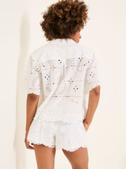 White Beachwear Shell Broderie Shirt