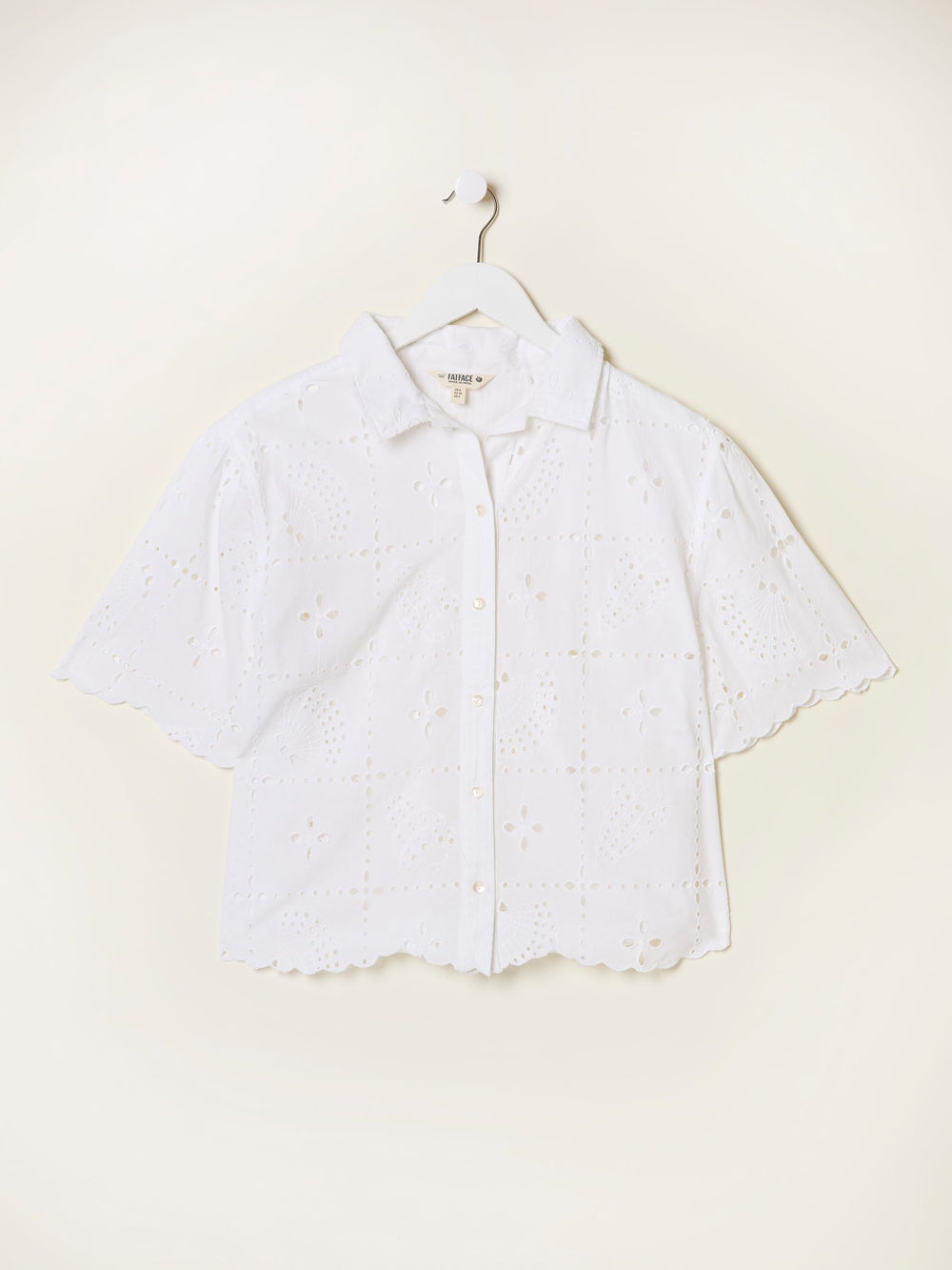 White Beachwear Shell Broderie Shirt