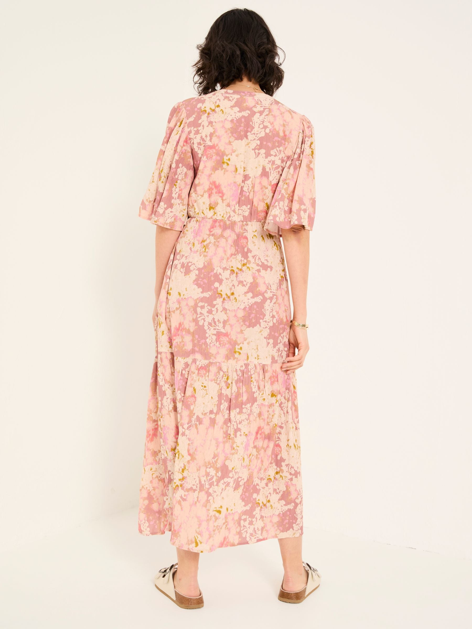 Paige Pink Layered Floral Embroidered Midi Dress