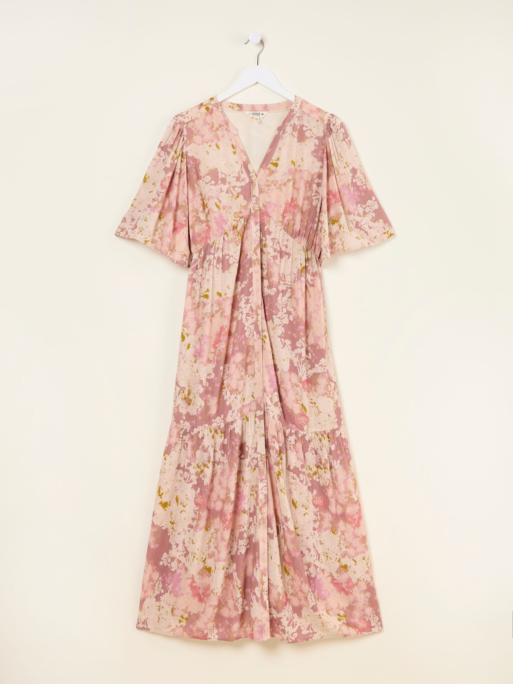 Paige Pink Layered Floral Embroidered Midi Dress