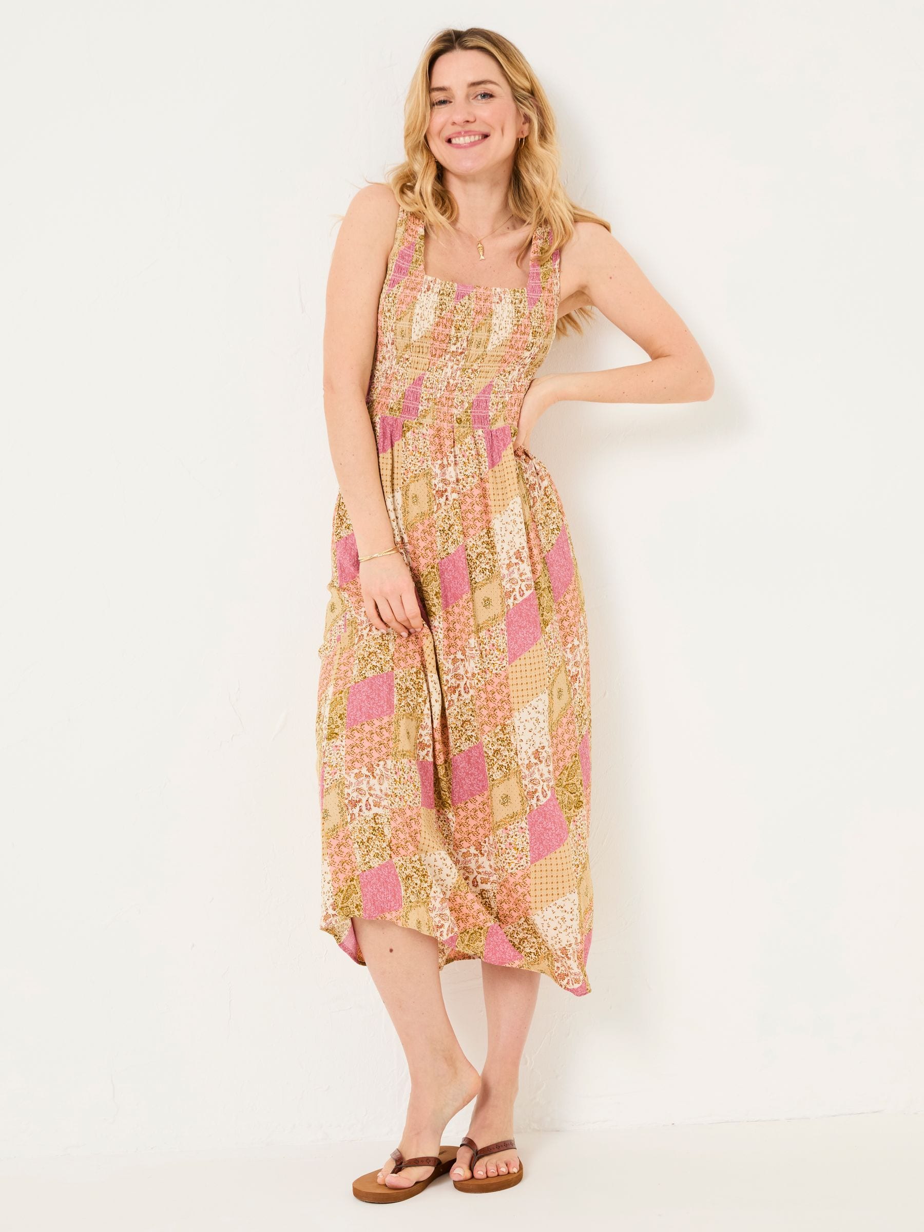 Aria Multi Air Patchwork Midi Dress