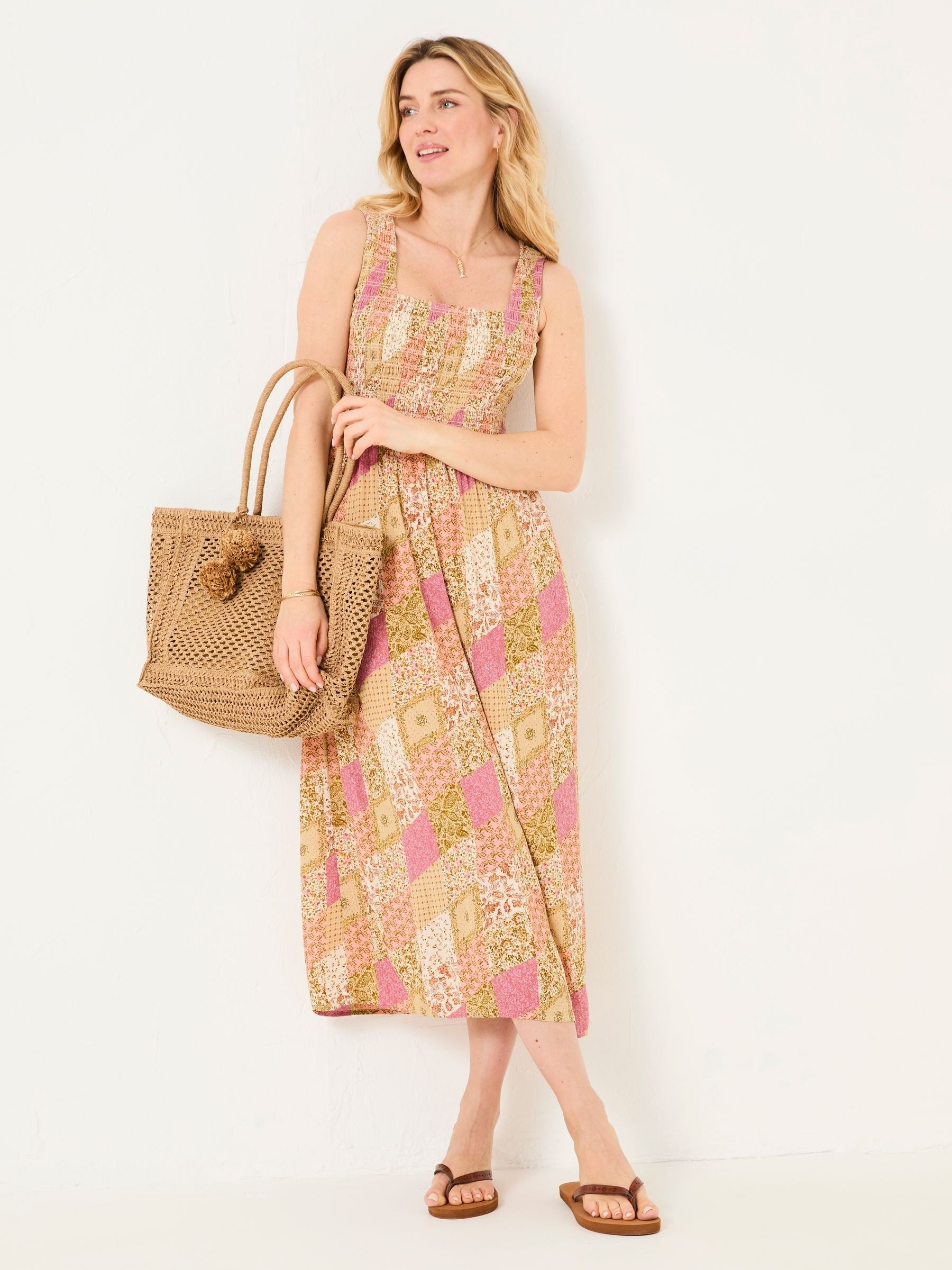Aria Multi Air Patchwork Midi Dress