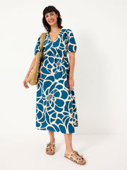 Remi Teal Blue Shibori Midi Dress