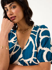 Remi Teal Blue Shibori Midi Dress