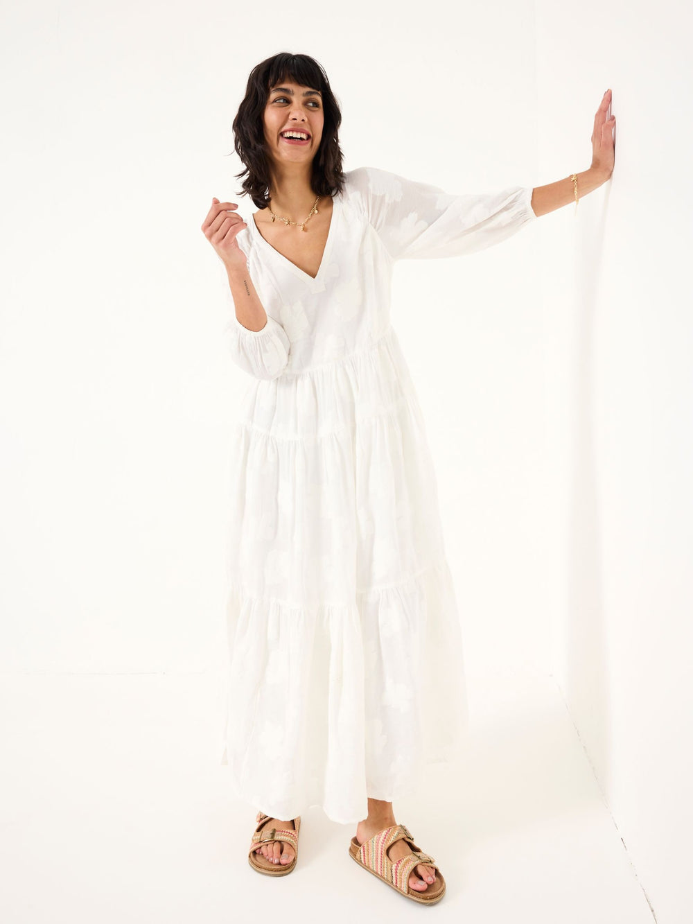 Kelly White Jacquard Maxi Dress