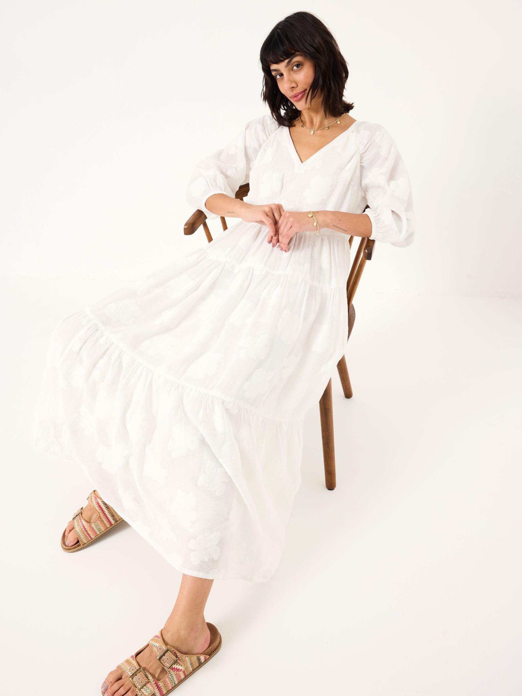 Kelly White Jacquard Maxi Dress