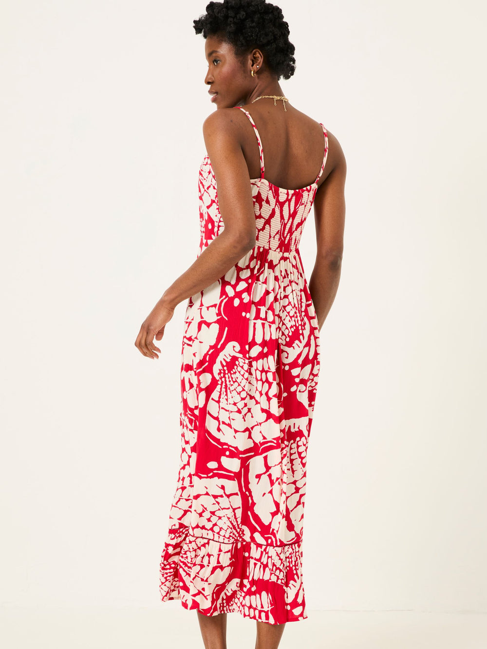 Mae Red Mono Shells Midi Dress