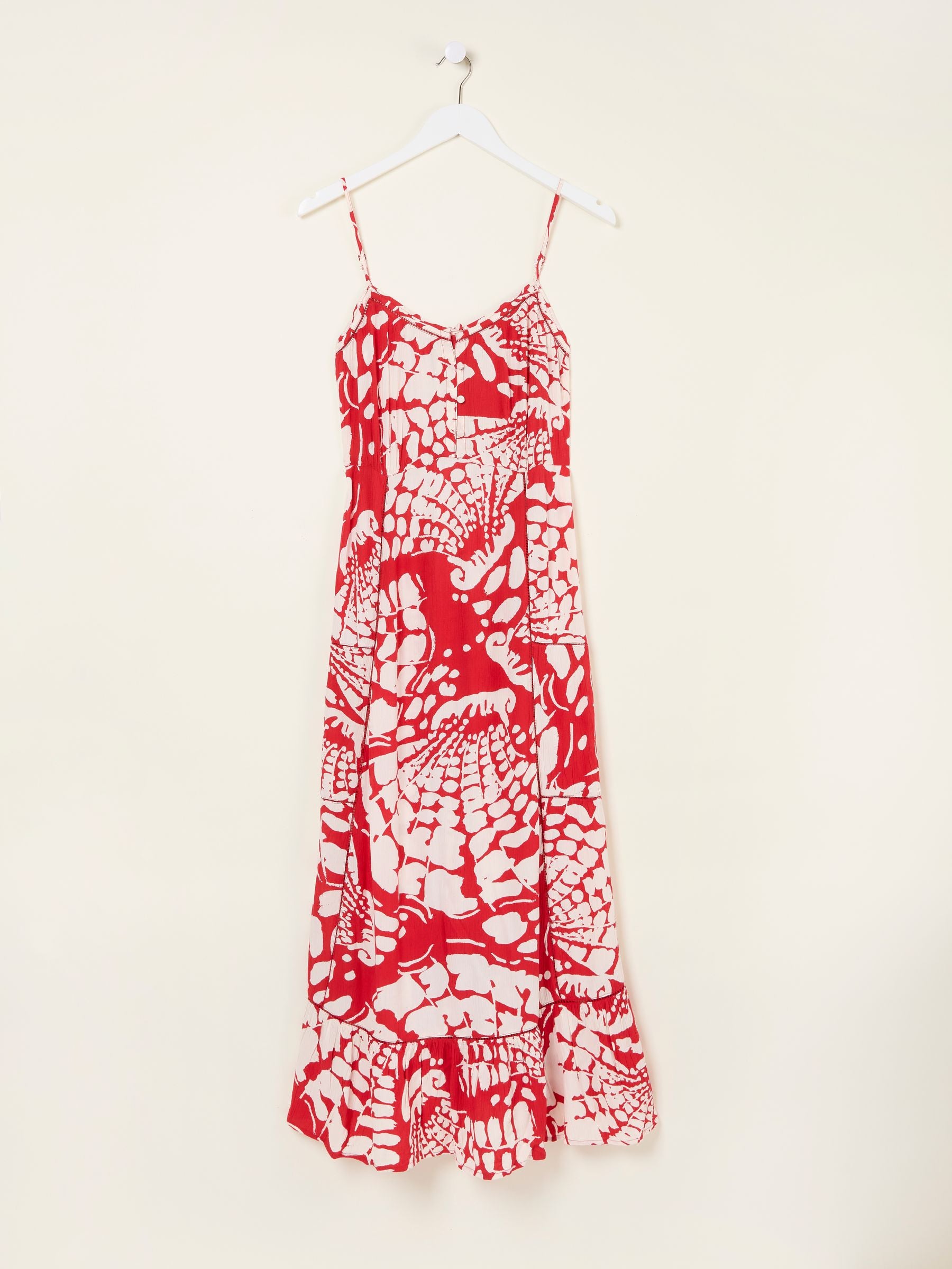 Mae Red Mono Shells Midi Dress