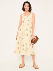 Maria Ivory Plants Midi Dress